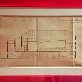 Table showing the reconstruction project for the Farnese Theatre proposed in 1951