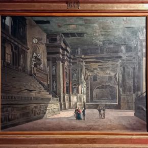 Dipinto ad olio dell'interno del Teatro Farnese, ante 1867