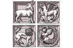 Quattro formelle dello Zooforo che adorna il Battistero di Parma
