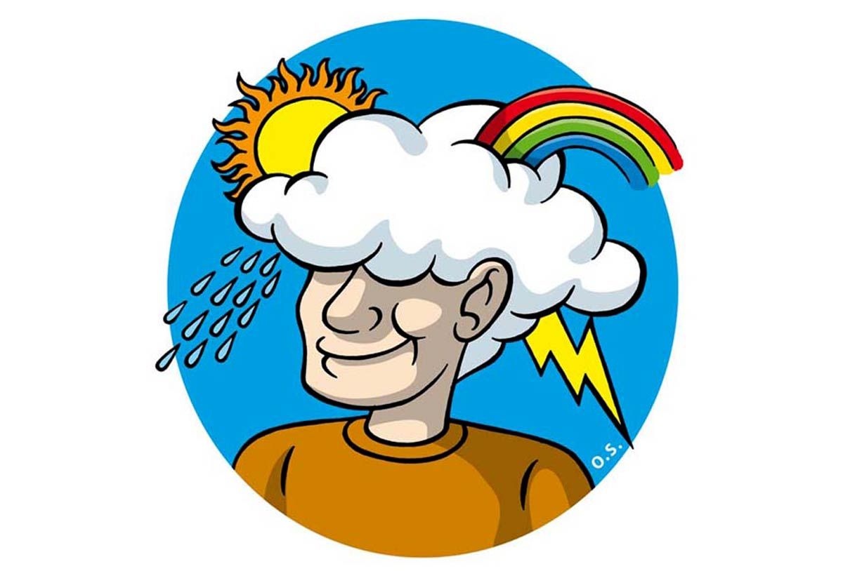 Meteoropatia. Disegno a colori per rubrica Gazzetta dei Piccoli della Gazzetta di Parma