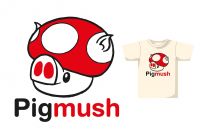 Disegno in bicromia al tratto PigMush per t-shirt