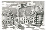 Scacco matto in Piazza Garibaldi disegno a china di Oscar Salerni