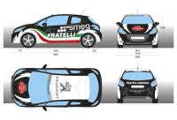 Primo layout veste grafica Peugeot 208 da rally di Maurizio Razzini