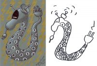 Binary Snake, ballpoint pen drawing - 1-2-3 Monster! Sketch of Oscar Salerni - Monster project