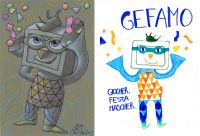 Gefamo, ballpoint pen drawing - 1-2-3 Monster! Sketch of Oscar Salerni - Monster project