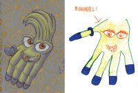 Manonalli, ballpoint pen drawing - 1-2-3 Monster! Sketch of Oscar Salerni - Monster project