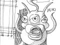 Bozzetto a penna piccolo mostro Kiki