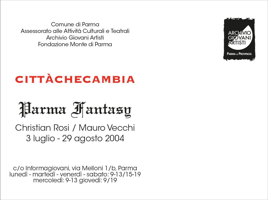 Retro cartolina Parma Fantasy di Christian Rosi e Mauro Vecchi