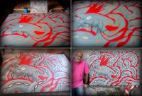 Step of processing and final artwork Giant oarfish