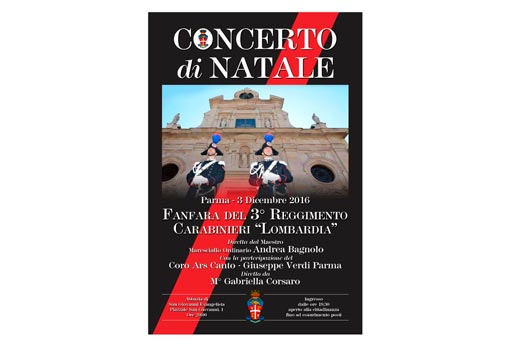 Locandina per concerto di Natale 2016 della Fanfara del Terzo Reggimento Carabinieri Lombardia