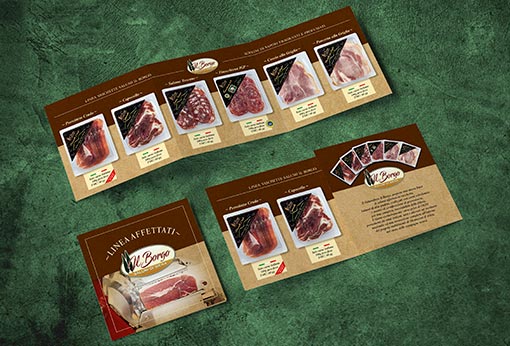 Information leaflet for a line of sliced cold cuts from the company Il Borgo Salumi of Siena